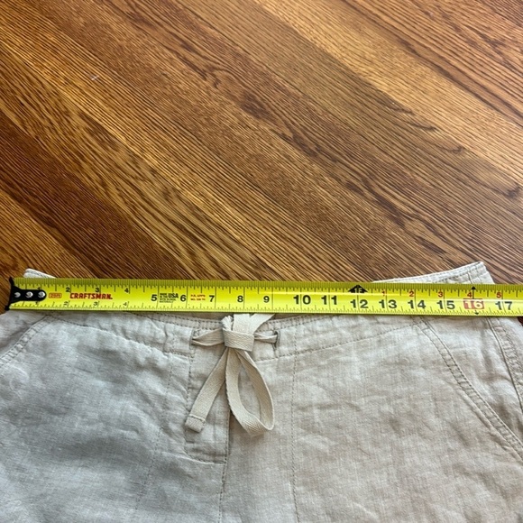 L. L. Bean 100% Linen Tan Capris Size 12 Petite - Picture 8 of 11